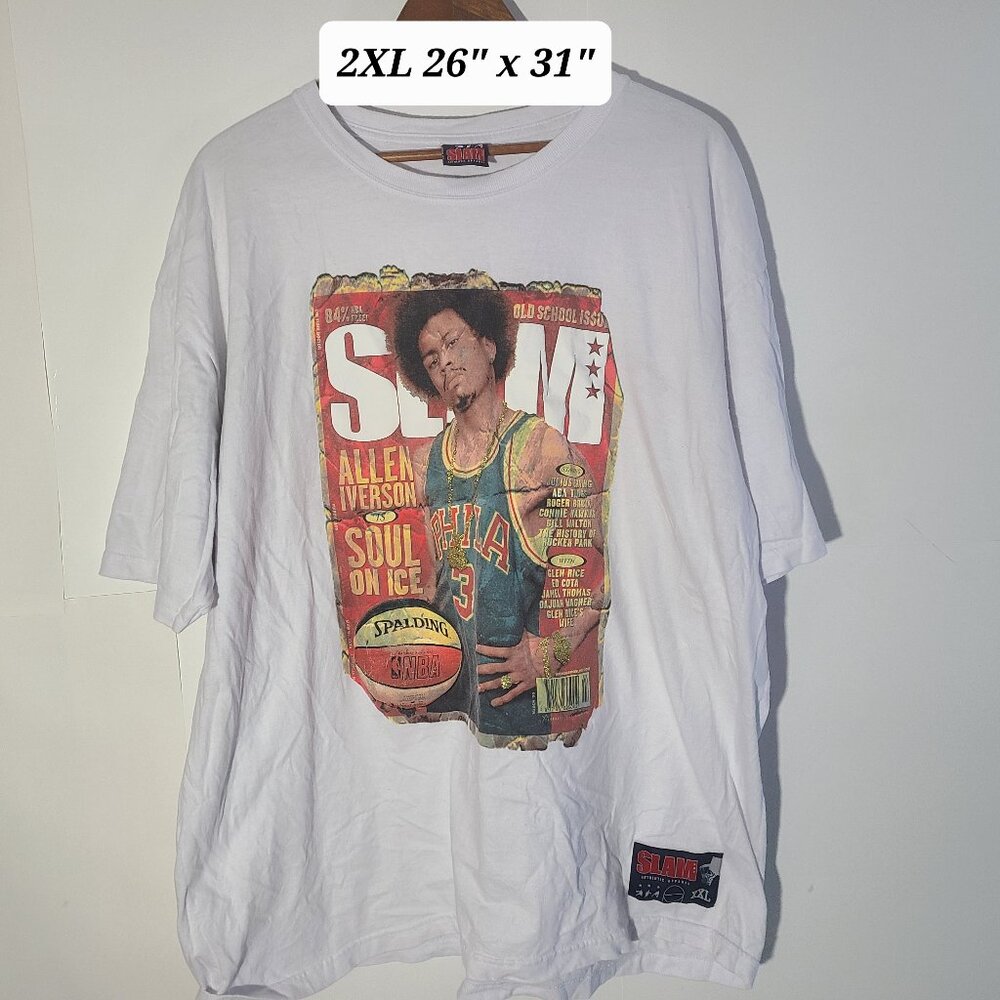 Vintage Y2K Slam Althletic Apparel Allen Iverson White 2XL T-Shirt